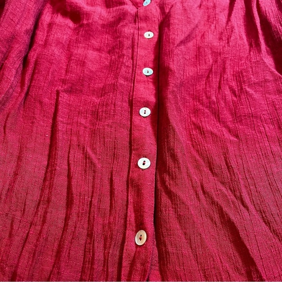 Zac & Rachel Gauzy Red Button Up Roll Tab Sleeves Women's 2X - Picture 5 of 8